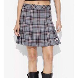 Beetlejuice Astrid Gray Plaid Uniform Skirt Size XS Skort Women Pleated